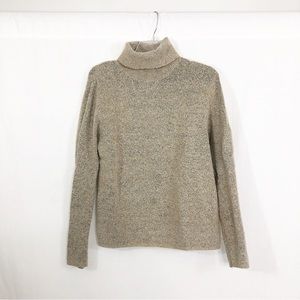 Jeanne Pierre Wool Turtleneck Sweater, Size Large, Taupe